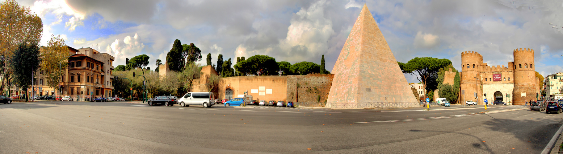 CITYSCAPE & Pyramid of Caius Cestius in ROME 