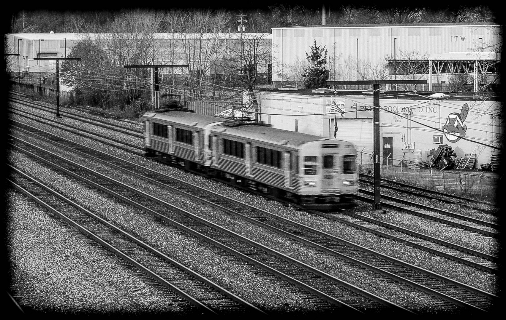 Cleveland Indians Logo and Transit Leaving Town 