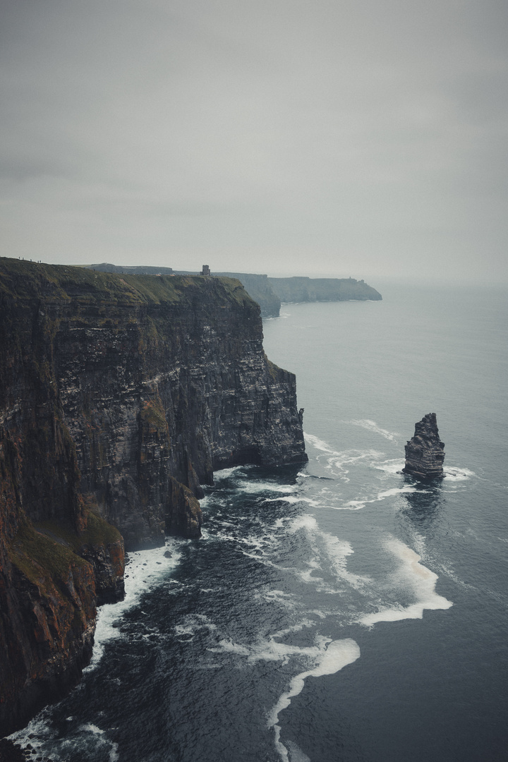 cliffs of moher - rough sea.