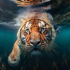 Close-up Wide Angle Underwater Tiger