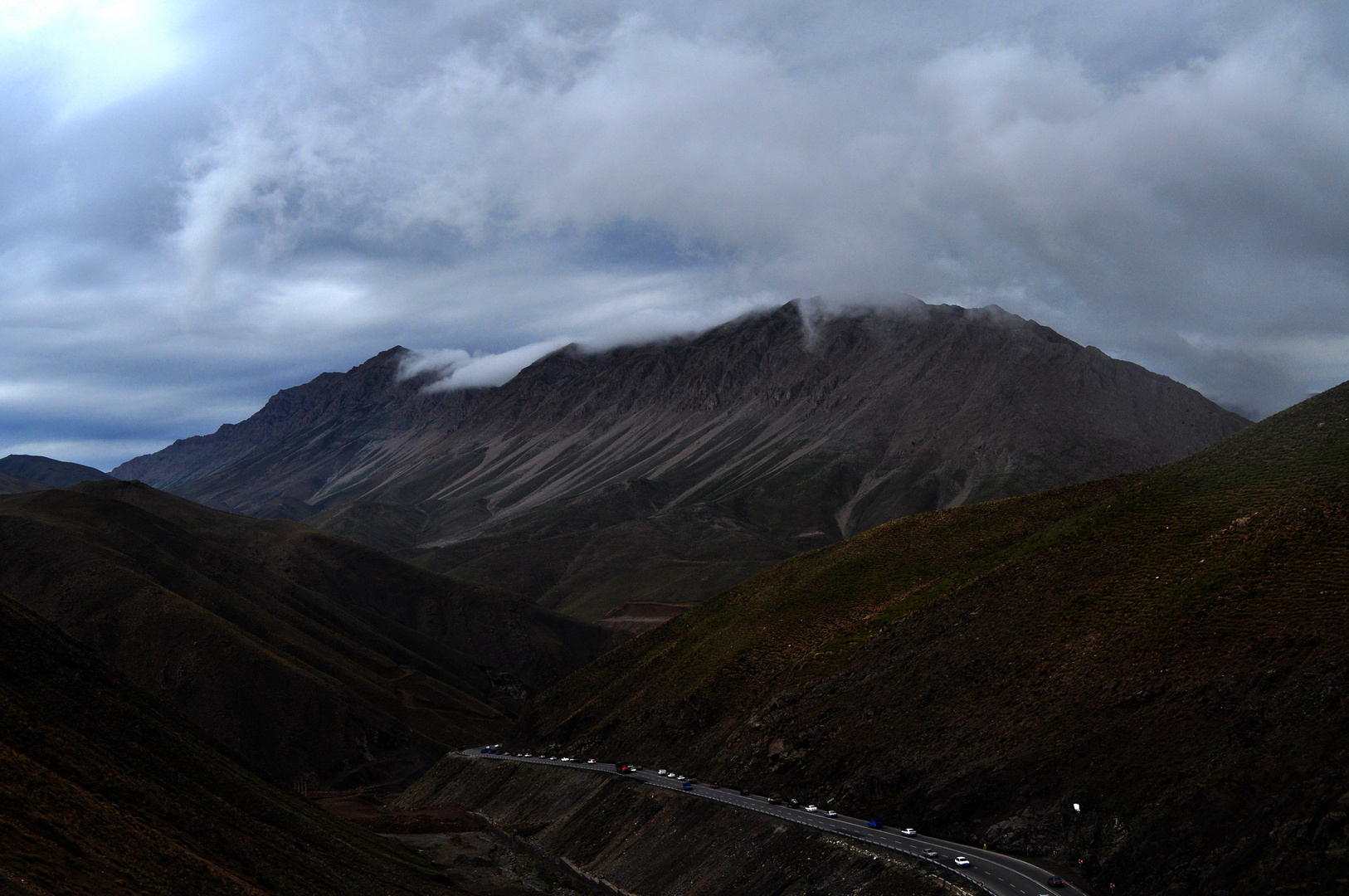 Cloud. Mountain. Road