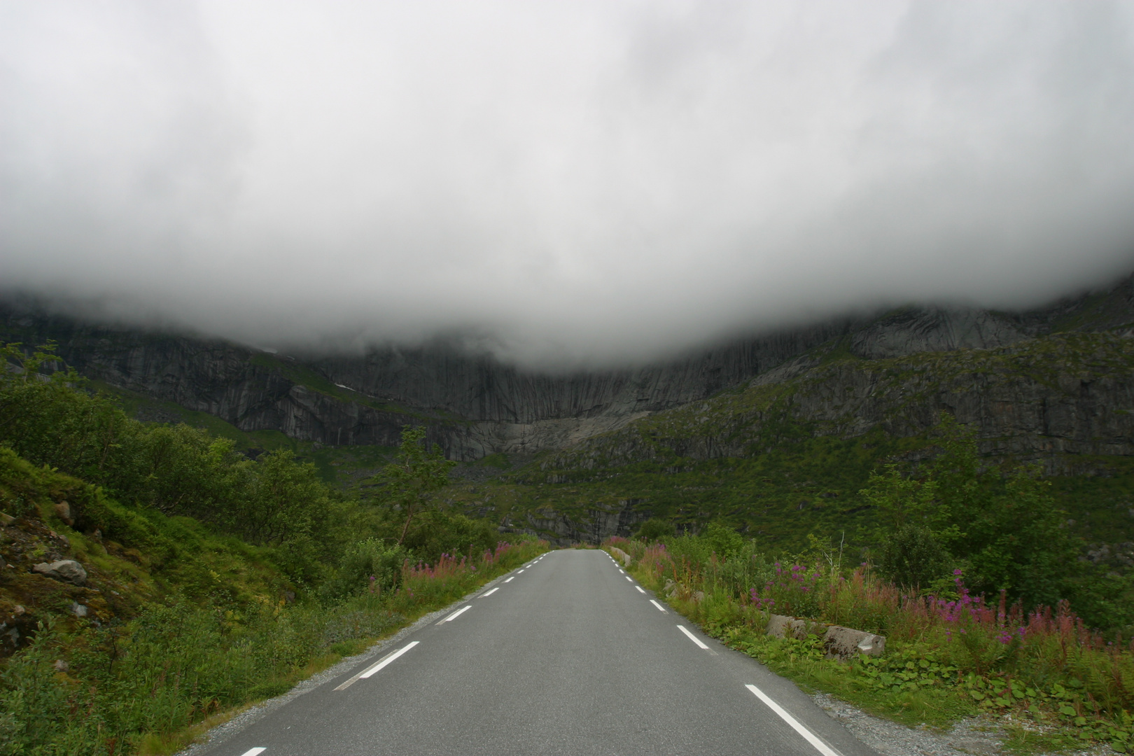 clouds on the road