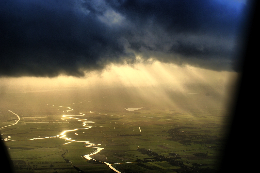 cloudy sunset from above