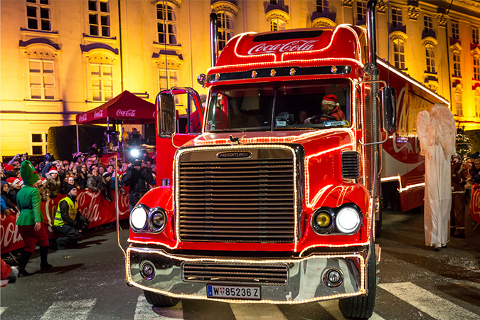 Coca-Cola Weihnachtstruck vor der Hofburg Innsbruck