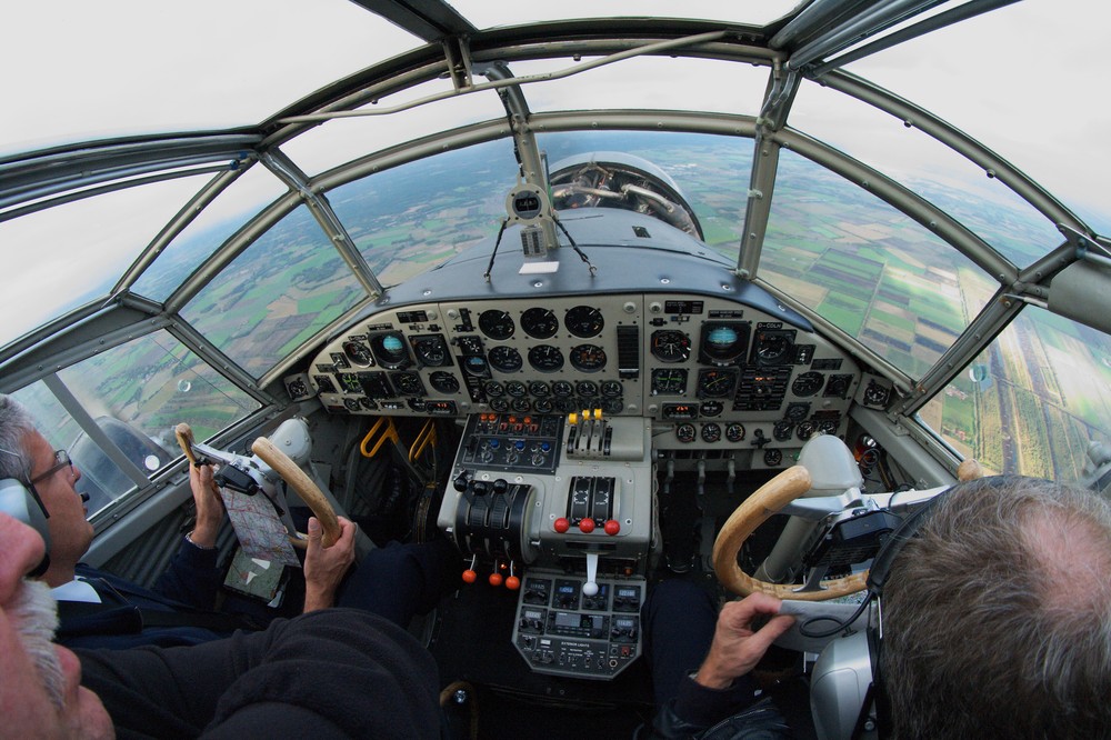 Cockpit Ju52, Flug Münster->Bremen