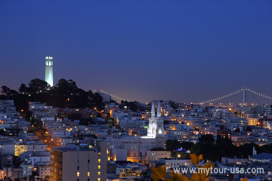 Coit Tower by night