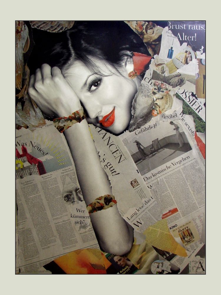 Collage Auf Leinwand Foto Bild Collagen Frau Zeitung Bilder Auf Fotocommunity