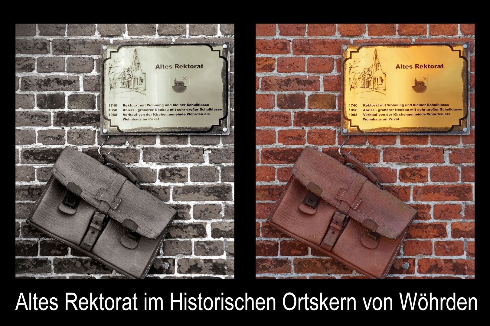 Collage Dazumal - Altes Rektorat im Hist. Ortskern von Wöhrden