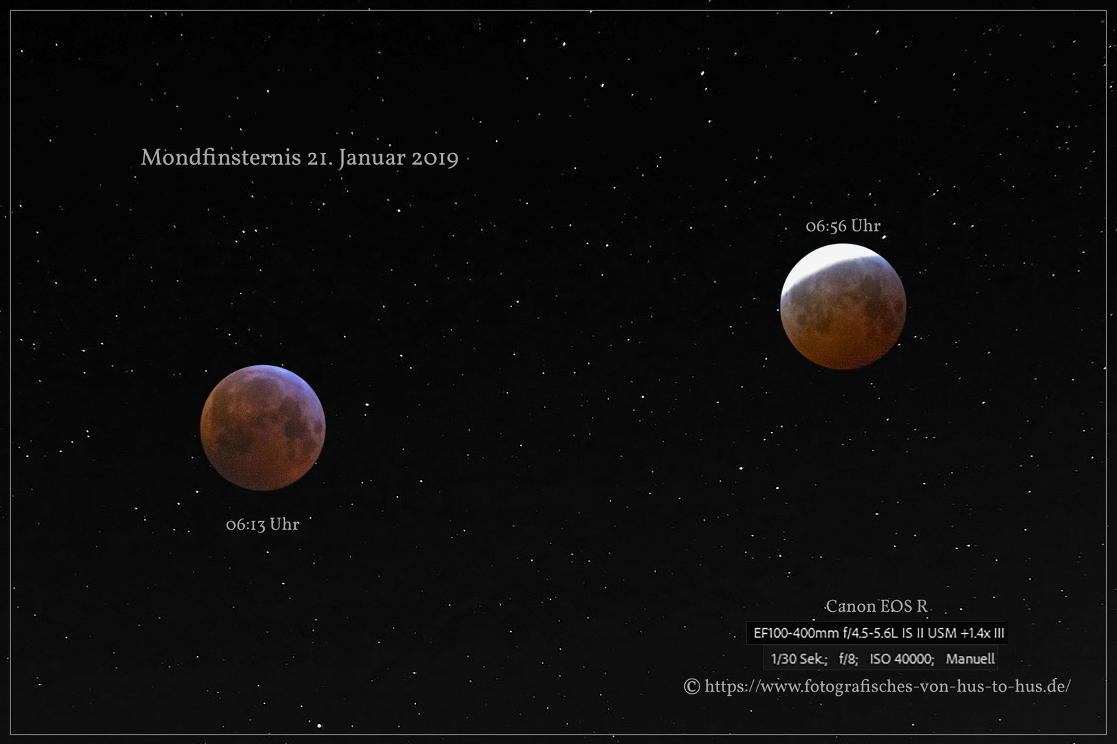 Collage der Mondfinsternis vom 21. Jan. 2019