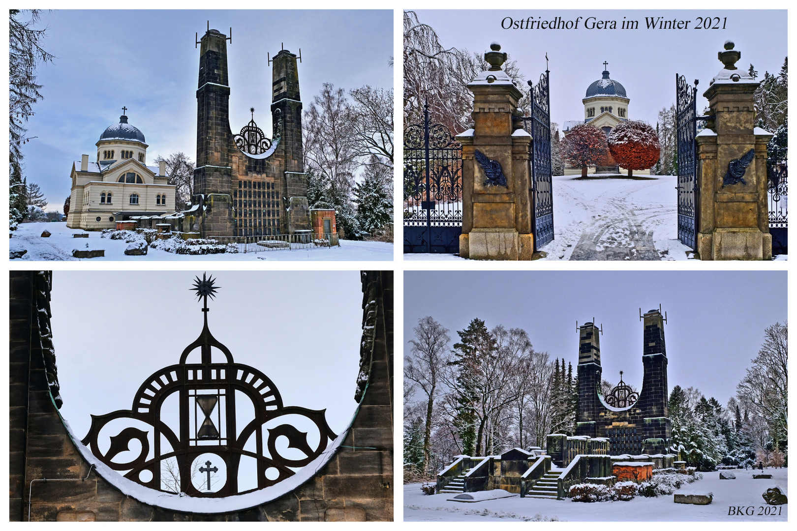 Collage des Ostfriedhofs Gera  