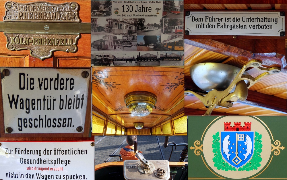 Collage : Detailaufnahmen TW10 Cöpenicker Straßenbahn