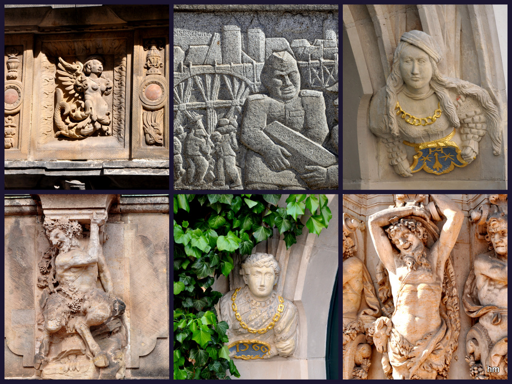 Collage: Dresden-Bautzen-Görlitz diverse Reliefs