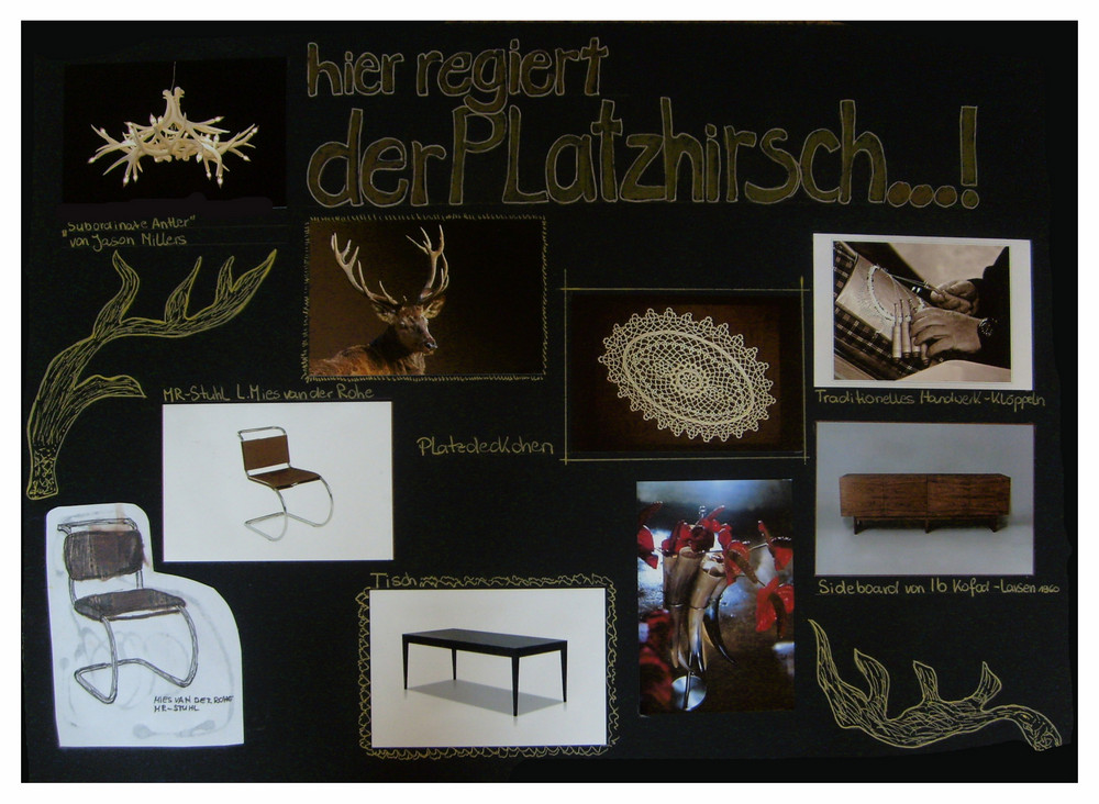 Collage - Esszimmer-Hier regiert der Platzhirsch