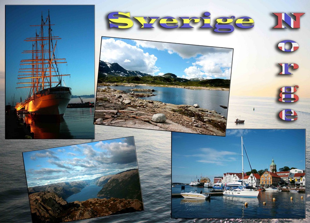 Collage: Impressionen von Norwegen und Schweden