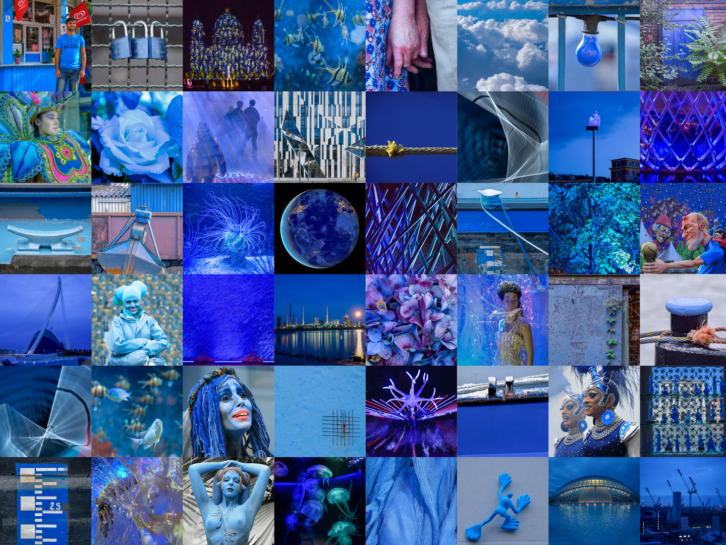 Collage in blau