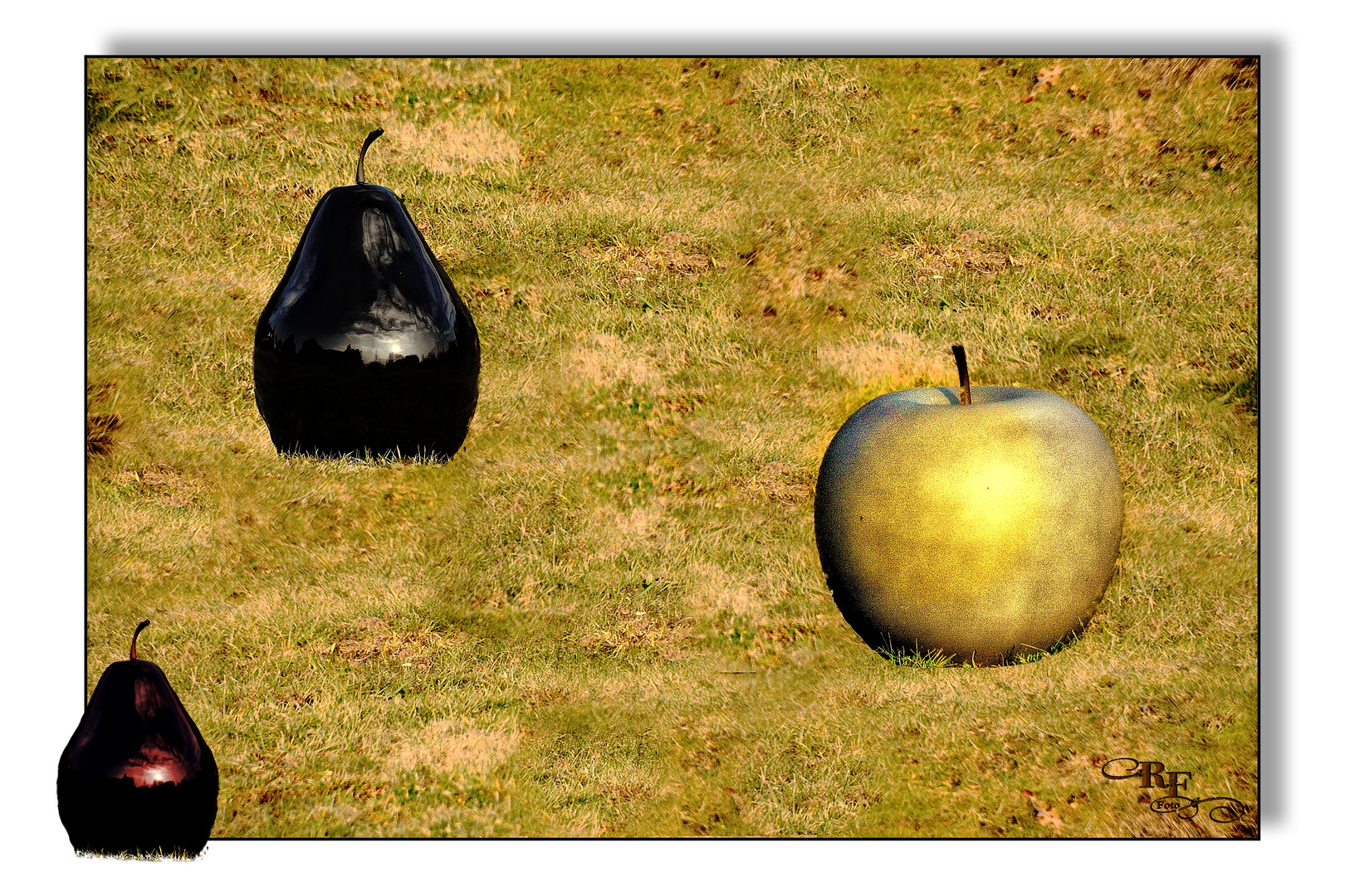 Collage mit Apfel und Birne 