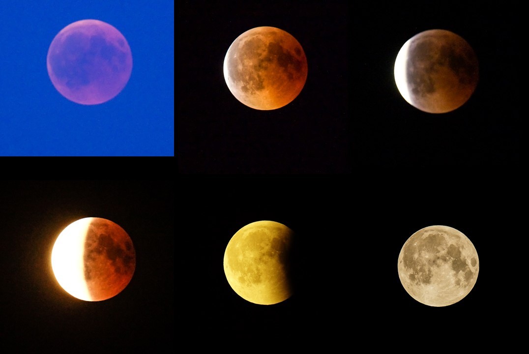 Collage Mondfinsternis mit Blutmond