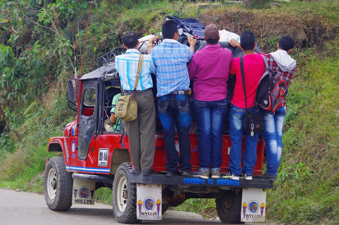 Colombian coffee farmers going to town