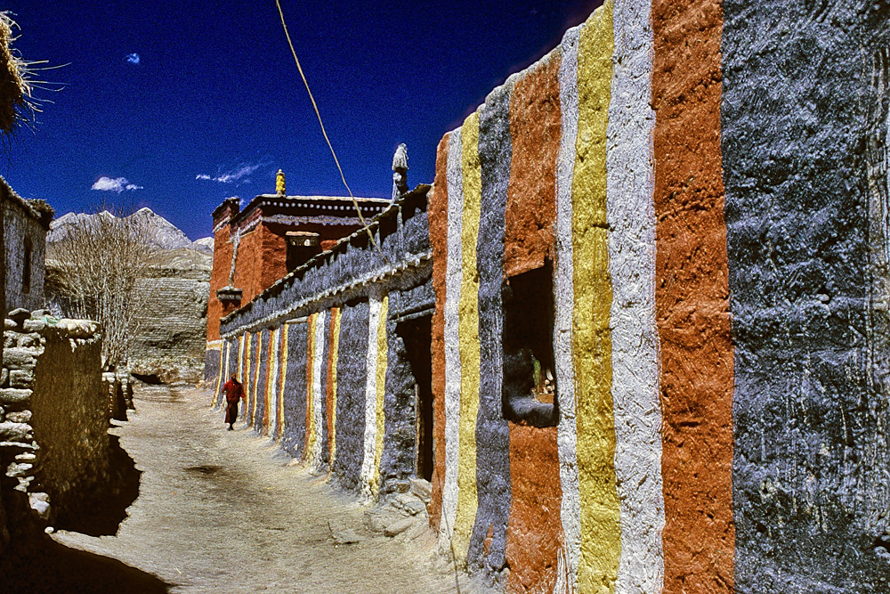 Colorful house facades in Mustang city