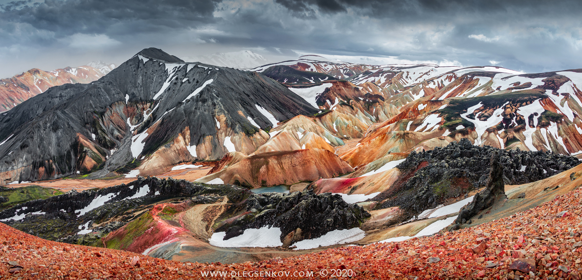 Colorful rainbow volcanic Landmannalaugar mountains in Iceland