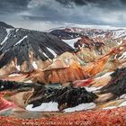 Colorful rainbow volcanic Landmannalaugar mountains in Iceland