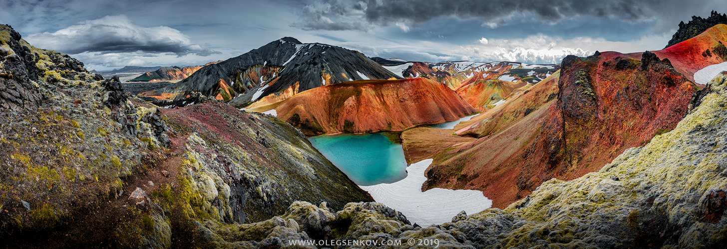 Colorful rainbow volcanic Landmannalaugar mountains in Iceland