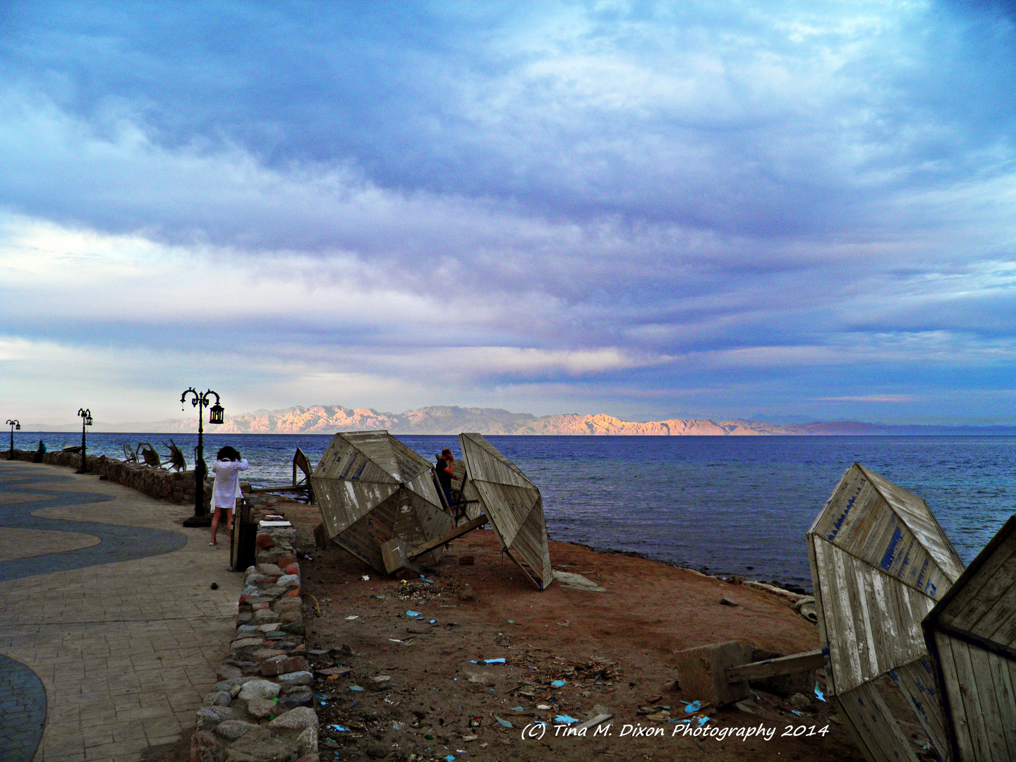 colorful sunset over KSA mountains view from Dahab