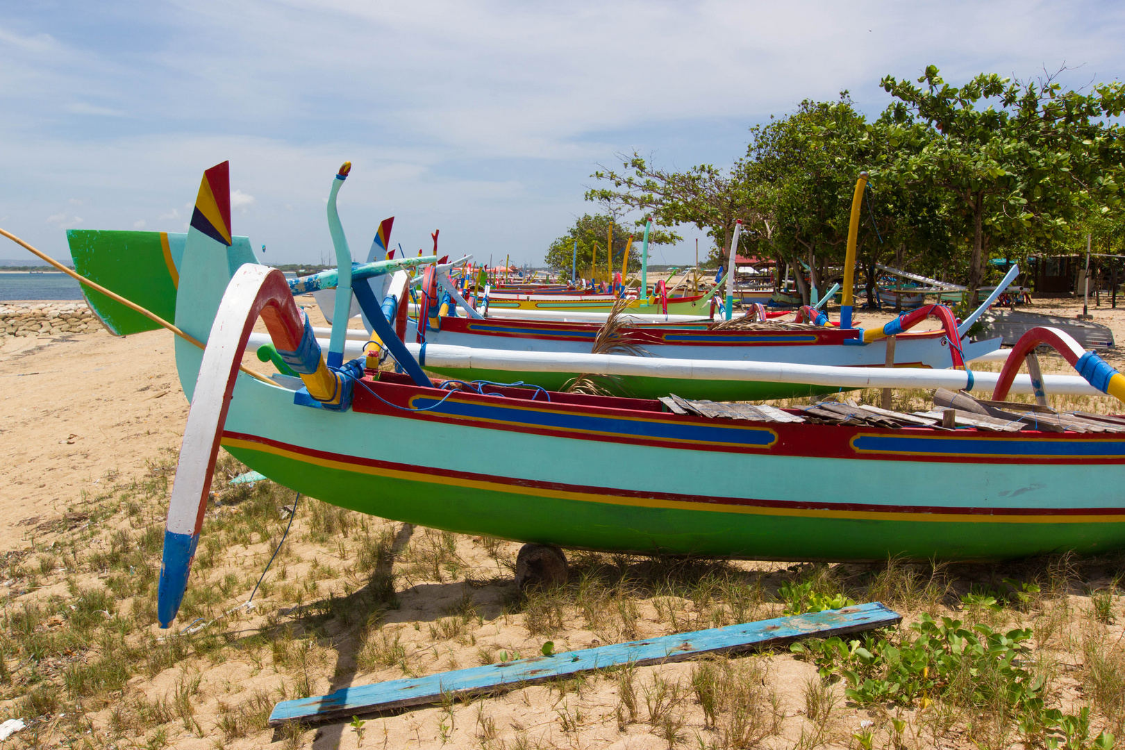 Colorfull ships at Sanurbeach