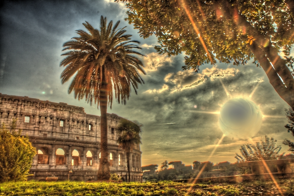 Colosseo , palme e HDR