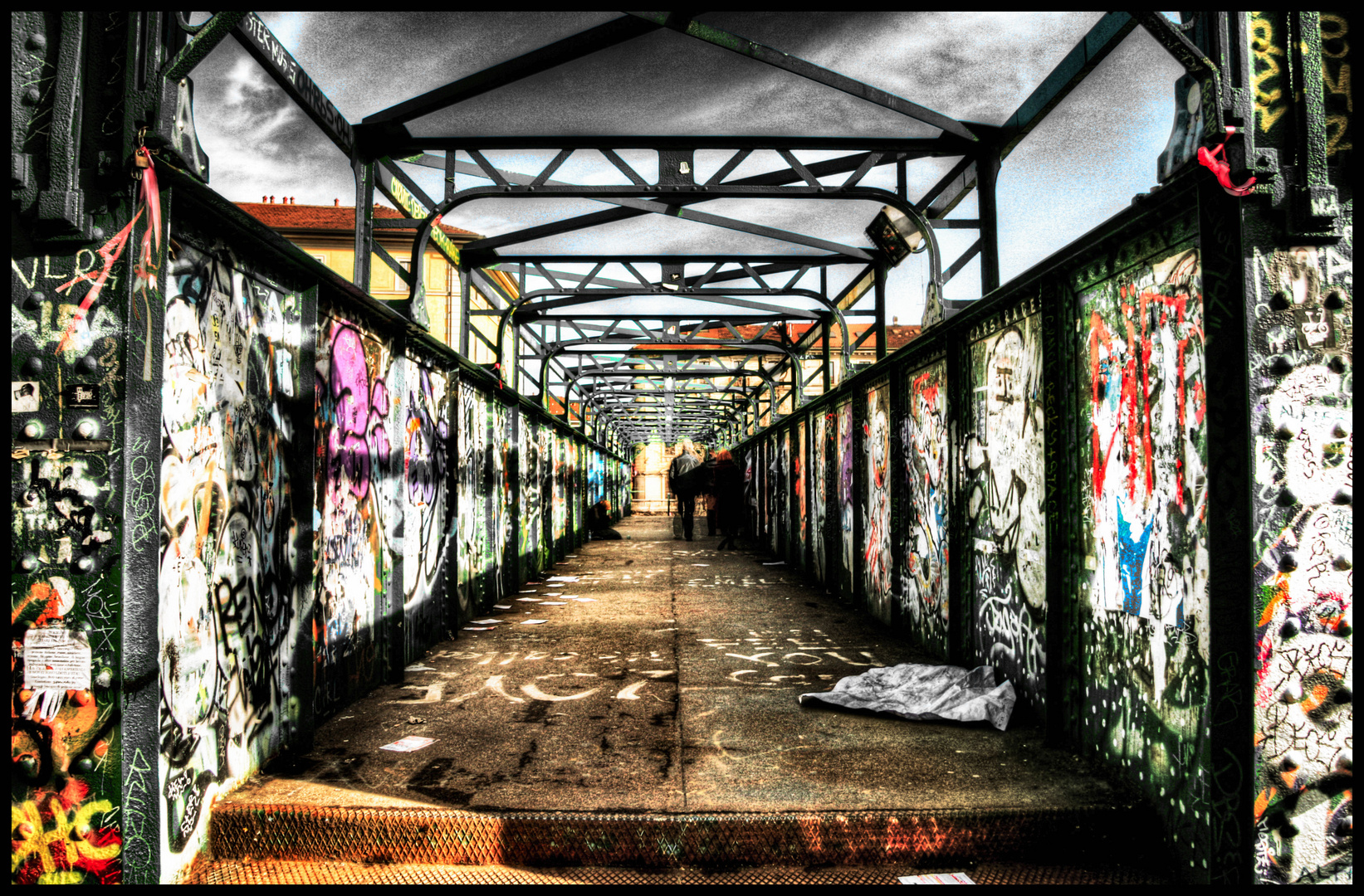 coloured iron bridge