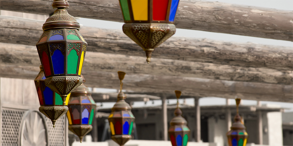 colourful lamps waiting for the night