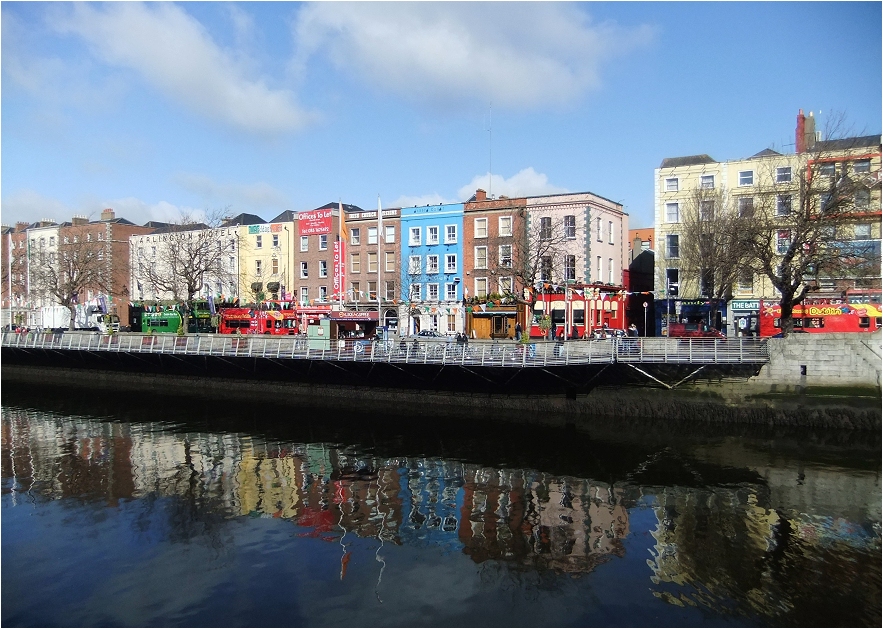 Colourful view across the Liffey