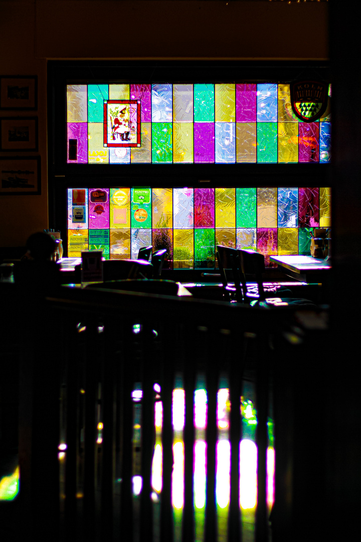 Colourful window of a tavern