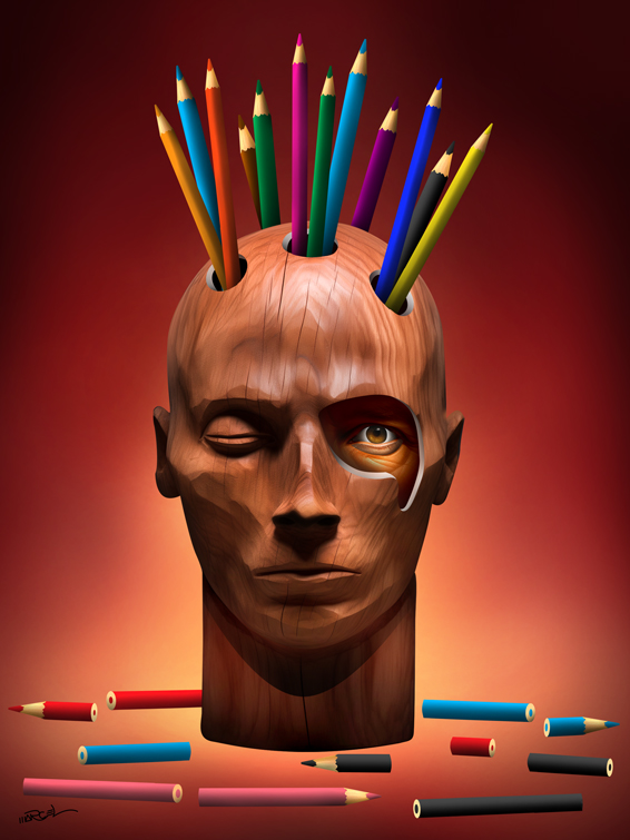 "Composition with Wooden Head"