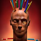 "Composition with Wooden Head"