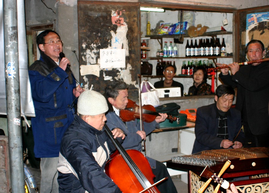 concert in a street of Shanghai