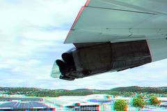 Concorde im Tiefflug (Farbanaglyphe rot/cyan)