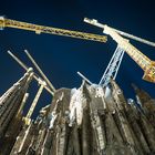 Construction on La Sagrada Familia by night
