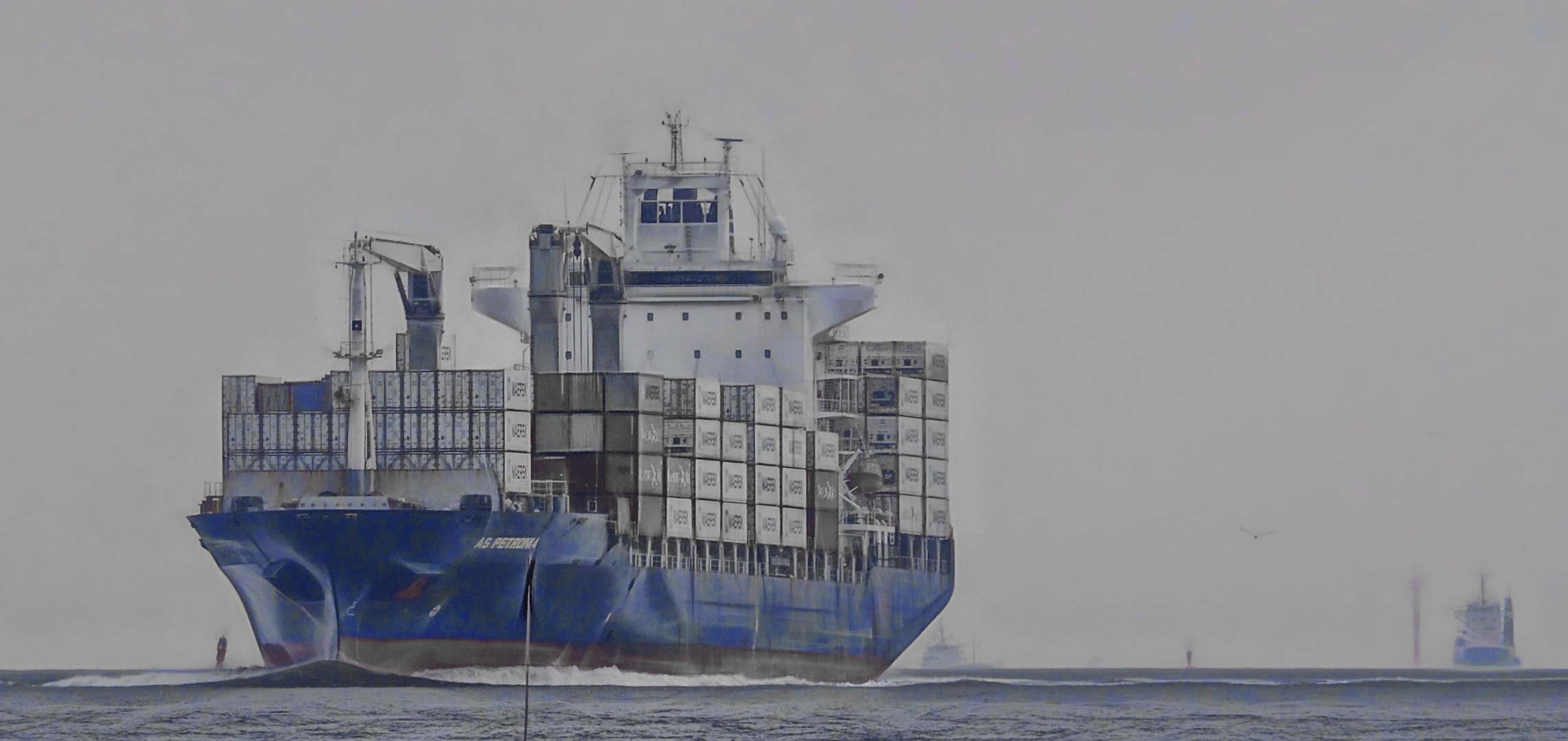 ... container-schiff auf der elbe