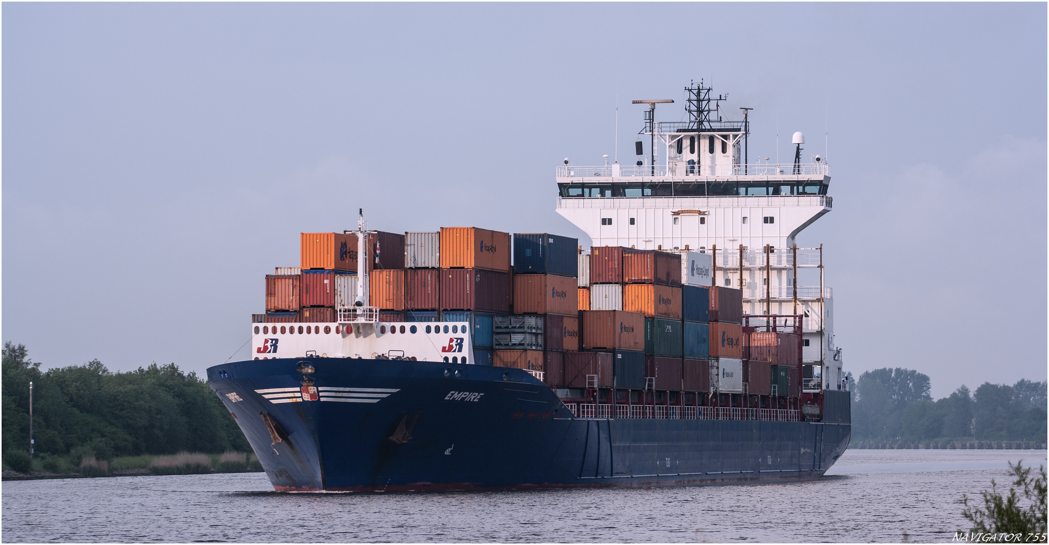 Container Ship  EMPIRE on Kiel - Canal, Germany. 