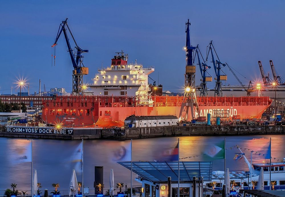 -- Container ship in dock --