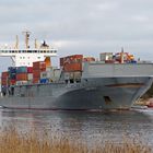 Containerfrachter Thetis D am 6.2.2013 im Kiel Canal bei Lotsenstation Rüsterbergen