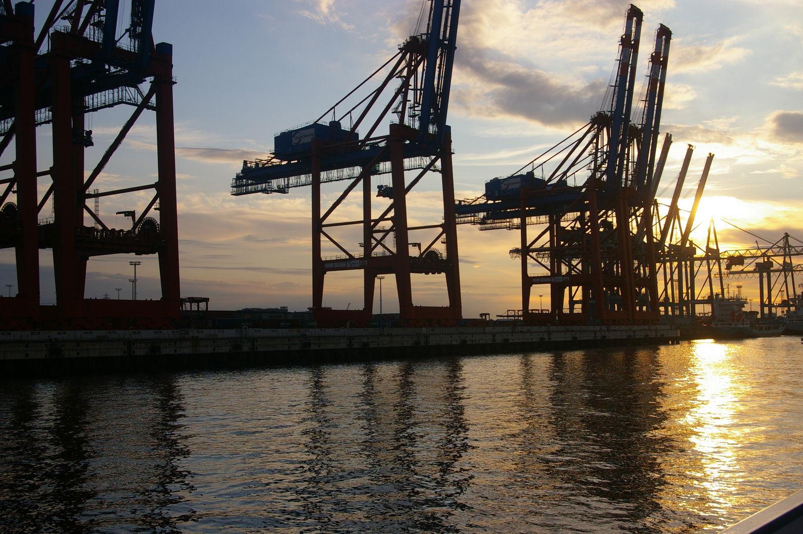 Containerkräne im Abendlicht