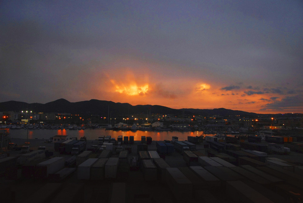 containers in the sunset