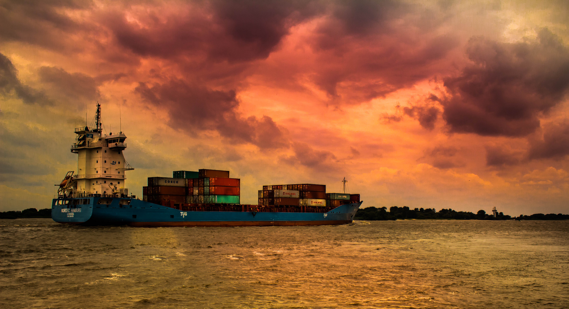 Containerschiff am Falkensteiner Ufer II