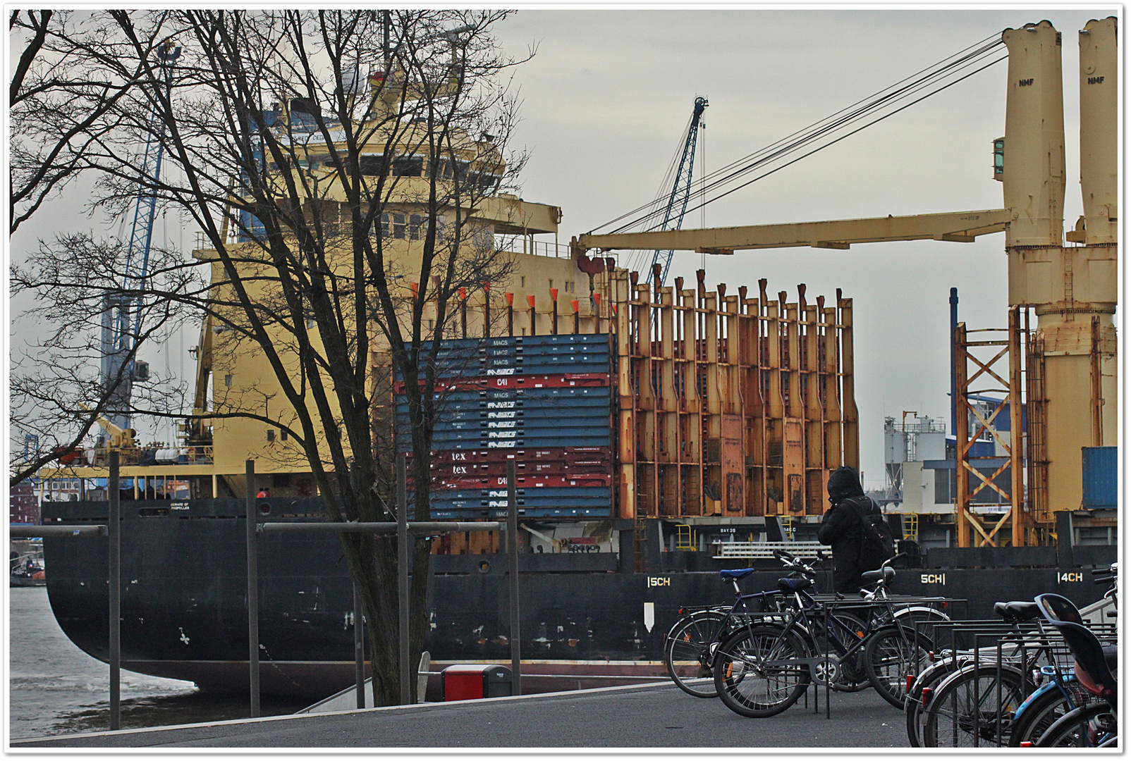 Containerschiff in der Nähe der Elphi