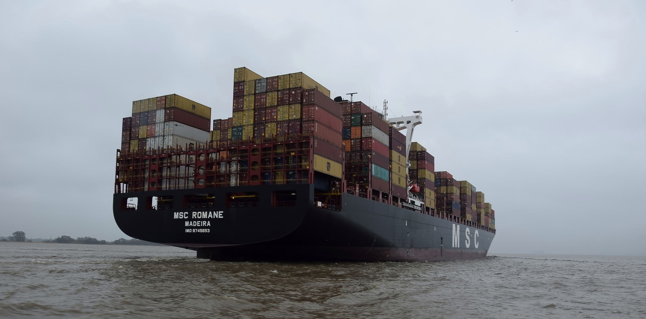 Containerschiff MSC Romane auf der Elbe