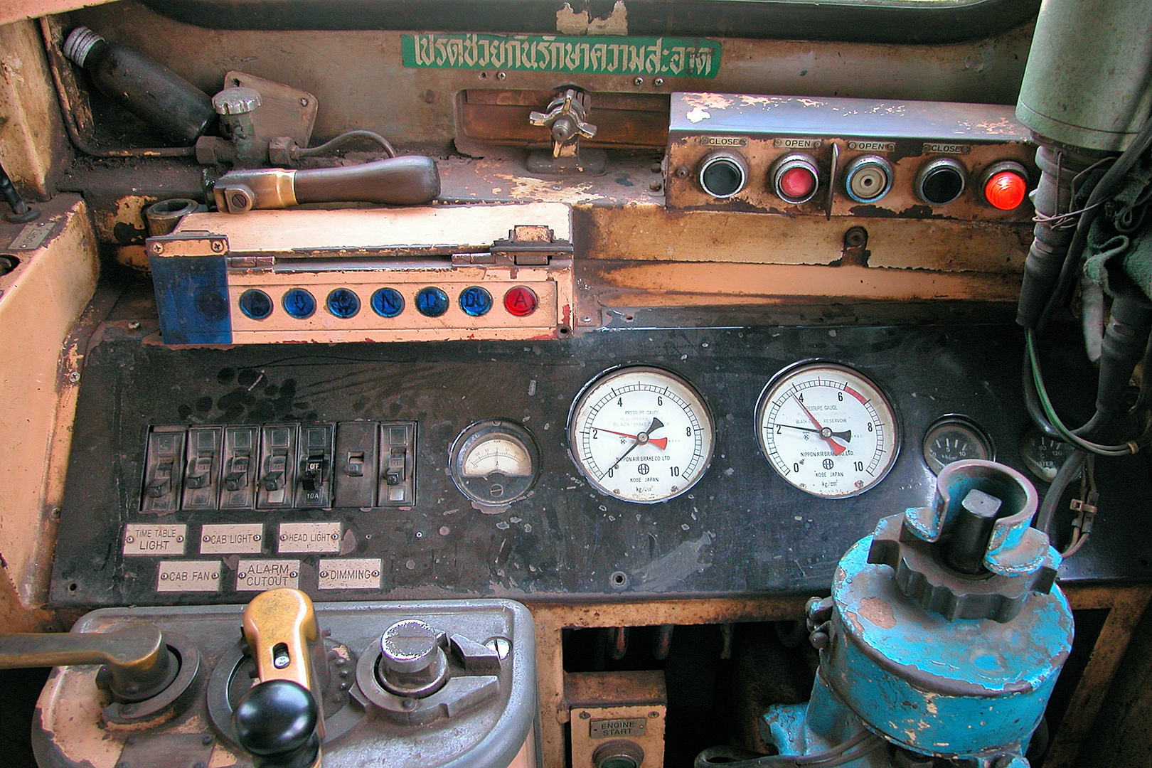 Control panel in the Thai train drivers cabin