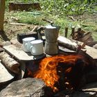 Cooking coffee on a fire