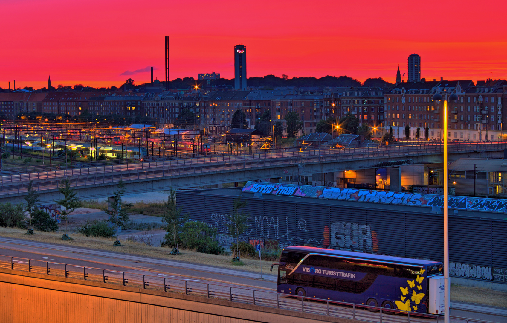 Copenhagen at night from hotelroom 1